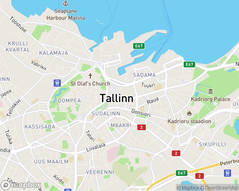 Map of central Tallinn showing the location of Narva mnt 5, 10117 Tallinn, Estonia